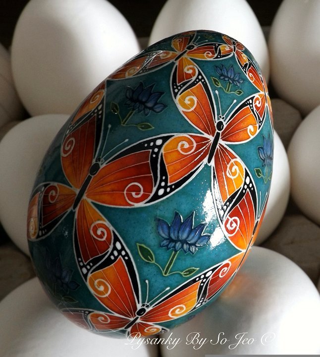 Butterflies II Ukrainian Easter Egg Pysanky By So Jeo